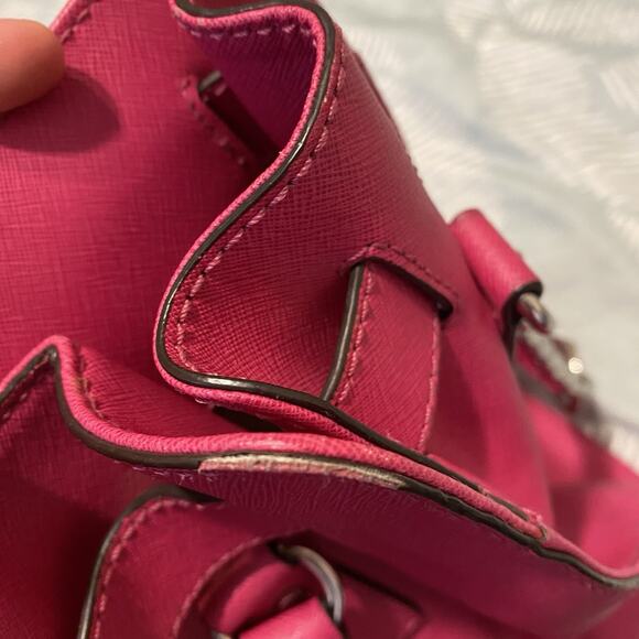 Michael Kors Hamilton Satchel Bag Fuschia Pink Purse - Picture 14 of 14